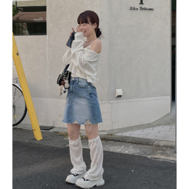 夏季預訂｜撕邊BLUSH牛仔A字短裙