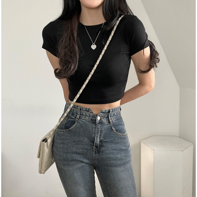 4月回饋優惠❤️現貨｜圓領彈性 CROP TEE 7色