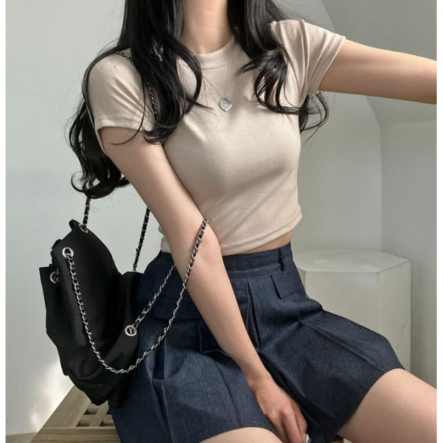 4月回饋優惠❤️現貨｜圓領彈性 CROP TEE 7色