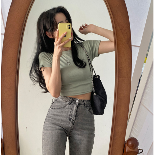 4月回饋優惠❤️現貨｜圓領彈性 CROP TEE 7色