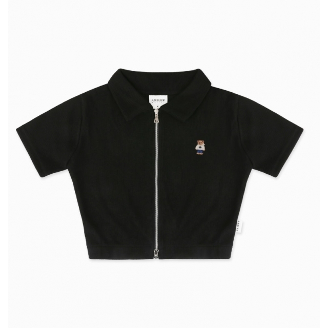 23S/S 預訂｜AMBLER One Bear Crop Collar Zip-up T-shirts