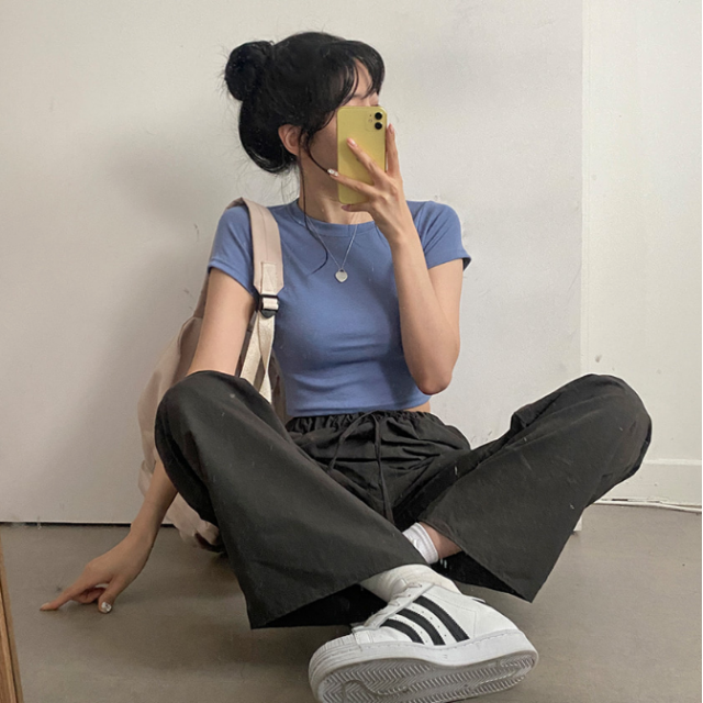4月回饋優惠❤️現貨｜圓領彈性 CROP TEE 7色