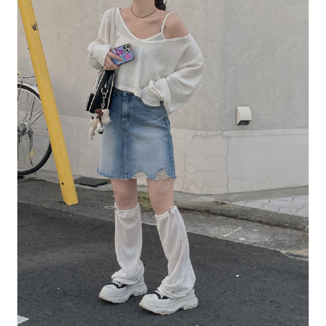 夏季預訂｜撕邊BLUSH牛仔A字短裙