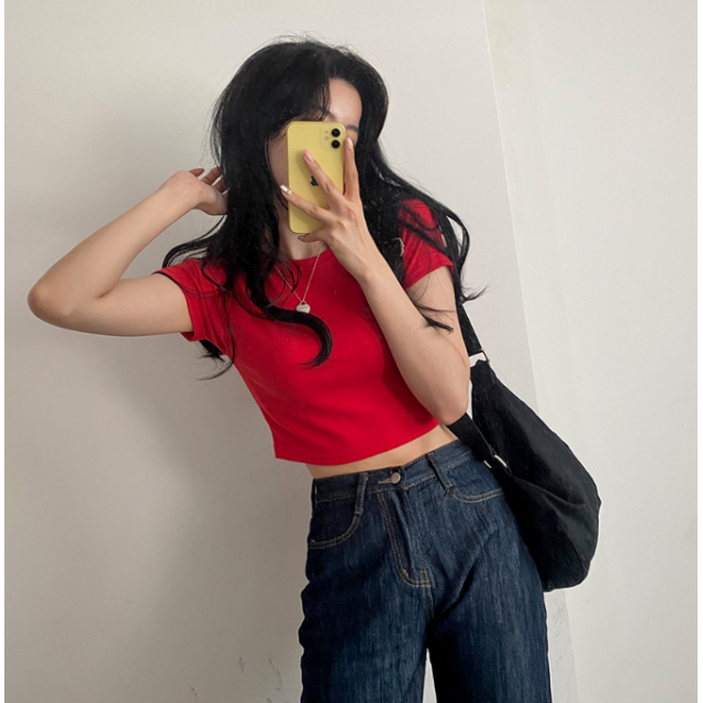 4月回饋優惠❤️現貨｜圓領彈性 CROP TEE 7色