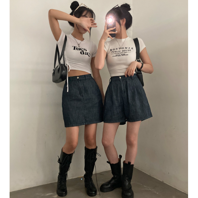 春季預訂|軟身4分牛仔短裙 (S-2XL) 春季預訂|軟身4分牛仔短裙 (S-2XL)