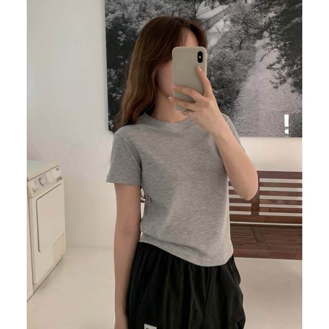 春季預訂｜MUAHMUAH REGULAR WAFFLE HALF T-SHIRT