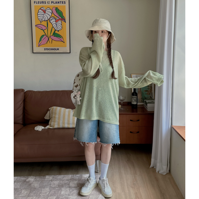 夏季預訂｜VINTAGE拼色撕邊牛仔短寬褲