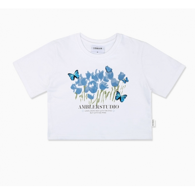 23S/S 預訂｜AMBLER BLUE BUTTERFLY CROP T-SHIRTS