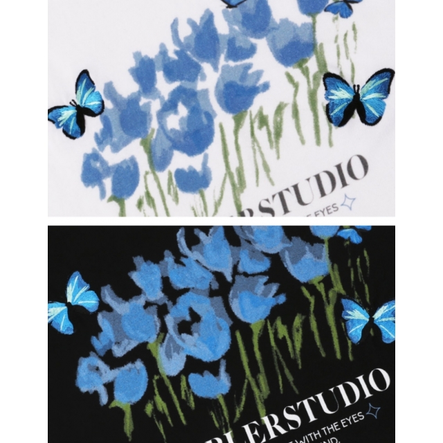 23S/S 預訂｜AMBLER BLUE BUTTERFLY CROP T-SHIRTS