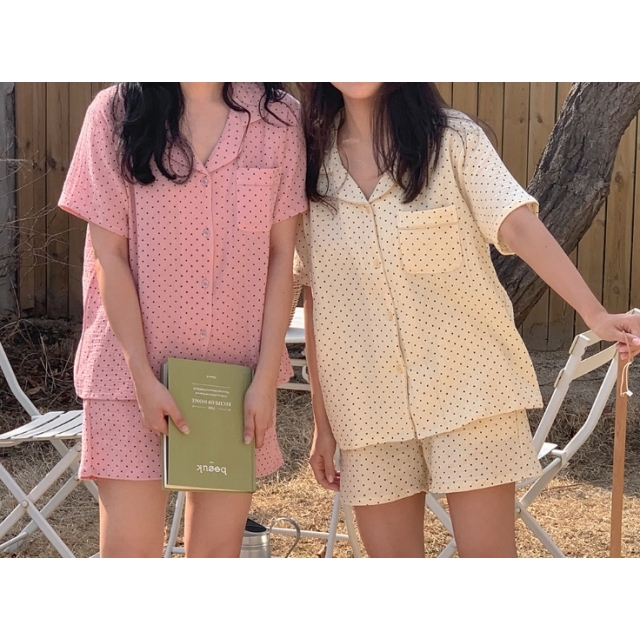 23S/S 預訂｜JUUNEEDU Caramel Dot Cotton Pajamas (3 COLOR)