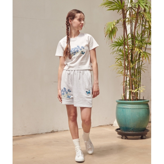 23S/S 預訂｜AMBLER BLUE BUTTERFLY CROP T-SHIRTS