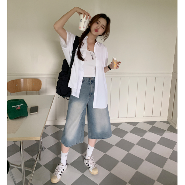 夏季預訂|7分TOMBOY水洗牛仔寛褲 夏季預訂|7分TOMBOY水洗牛仔寛褲