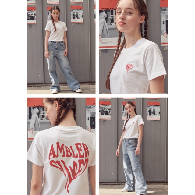 23S/S 預訂｜AMBLER HEART SUNSET CROP T-SHIRTS