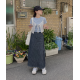 夏季預訂｜後開叉鬆緊腰軟身牛仔長裙
