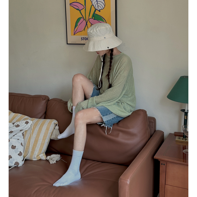 夏季預訂｜VINTAGE拼色撕邊牛仔短寬褲