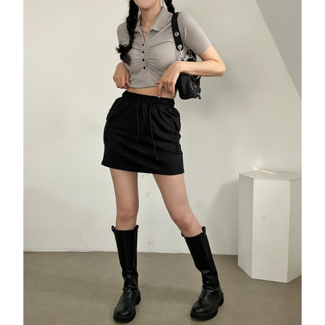 夏季預訂｜鬆緊腰CARGO棉短裙