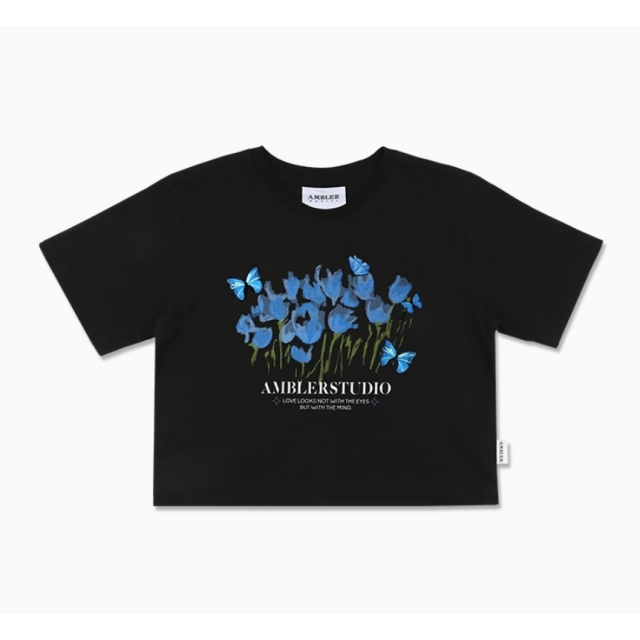 23S/S 預訂｜AMBLER BLUE BUTTERFLY CROP T-SHIRTS