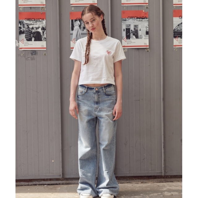 23S/S 預訂｜AMBLER HEART SUNSET CROP T-SHIRTS
