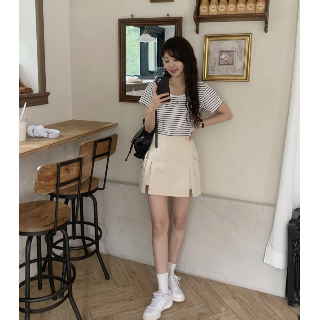 夏季預訂|打摺開叉側口袋短裙 夏季預訂|打摺開叉側口袋短裙