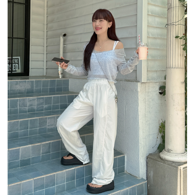 夏季預訂|鬆緊腰打摺索繩長褲 夏季預訂|鬆緊腰打摺索繩長褲