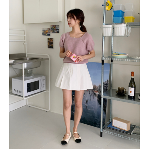 夏季預訂｜雙摺鈕扣後鬆緊腰A字短裙