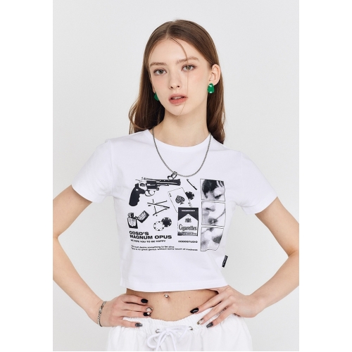 23SS 預訂｜ODD STUDIO COLLAGE GRAPHIC CROP T-SHIRT (2 COLOR)