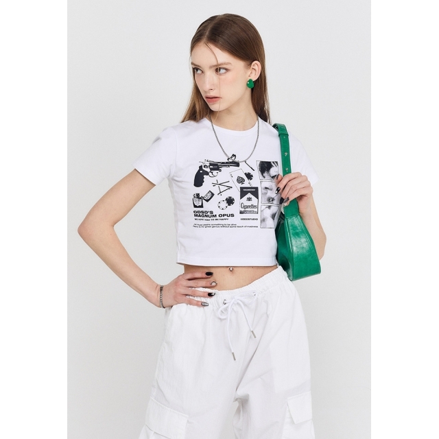 23SS 預訂｜ODD STUDIO COLLAGE GRAPHIC CROP T-SHIRT (2 COLOR)
