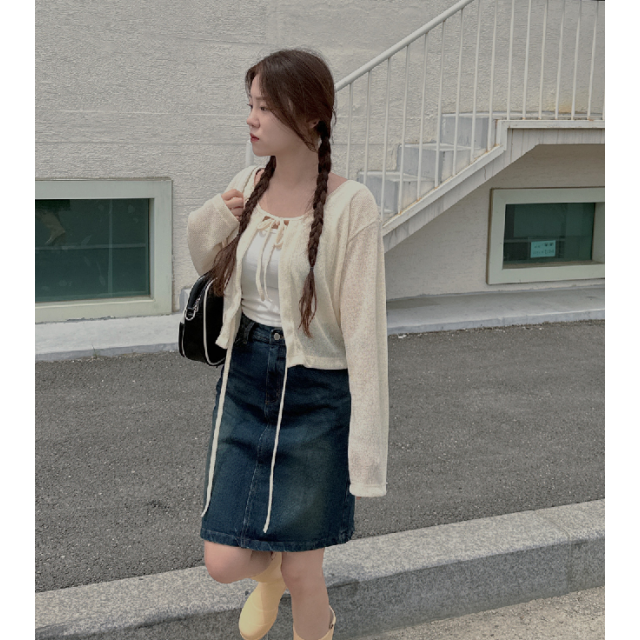 夏季預訂｜前後兩穿雙綁帶透視長袖上衣