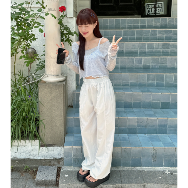 夏季預訂|鬆緊腰打摺索繩長褲 夏季預訂|鬆緊腰打摺索繩長褲