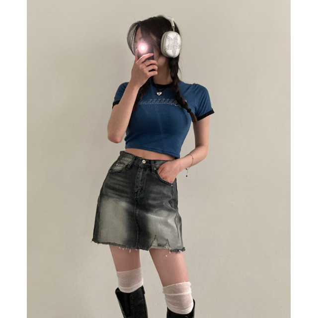 夏季預訂｜VINTAGE三色撕邊牛仔短裙