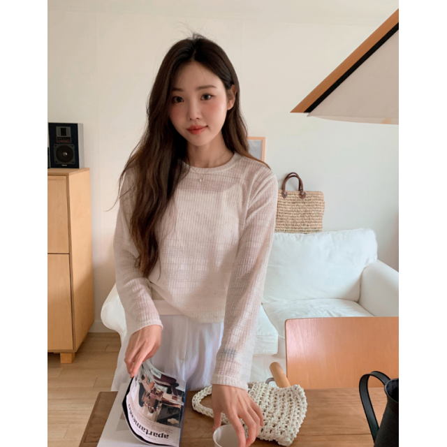 夏季預訂|紋路MIX半透長袖T恤 夏季預訂|紋路MIX半透長袖T恤