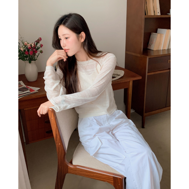 夏季預訂|紋路MIX半透長袖T恤 夏季預訂|紋路MIX半透長袖T恤
