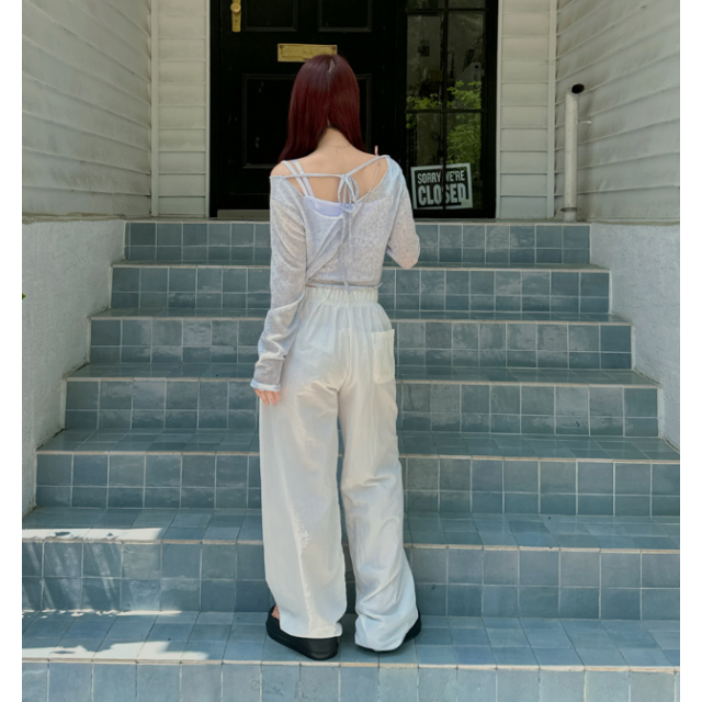 夏季預訂|鬆緊腰打摺索繩長褲 夏季預訂|鬆緊腰打摺索繩長褲
