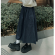 夏季預訂｜鬆緊腰側口袋牛仔長裙