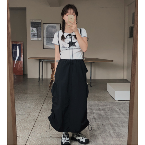 夏季預訂｜索繩口袋鬆緊腰長裙