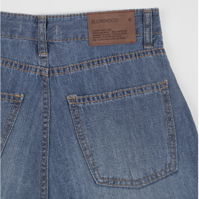 預訂｜SLOWAND 自家製 #SLOWMADE. Today Pants - Medium-blue Denim