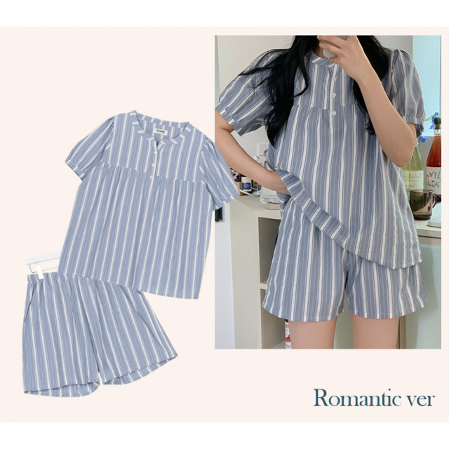 23S/S 預訂｜JUUNEEDU Weekend Stripe Couple Pajamas (2 COLOR)