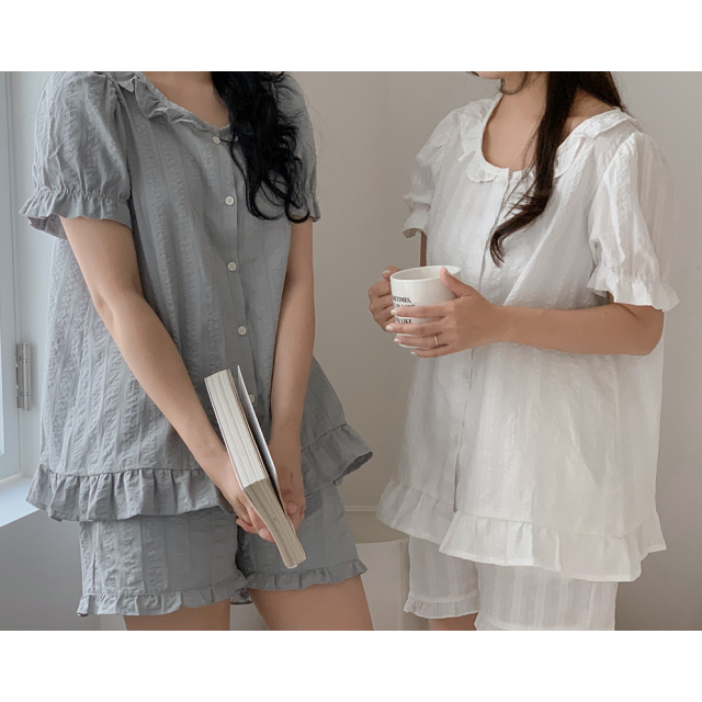 23S/S 預訂｜JUUNEEDU Summer Frill Pajamas (2 COLOR)