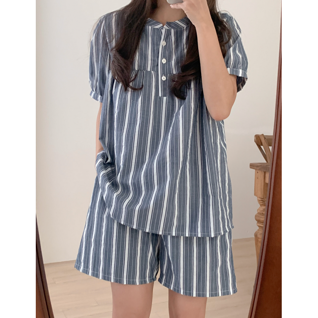 23S/S 預訂｜JUUNEEDU Weekend Stripe Couple Pajamas (2 COLOR)