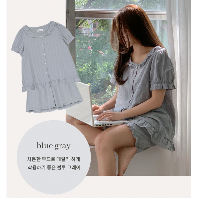 23S/S 預訂｜JUUNEEDU Summer Frill Pajamas (2 COLOR)