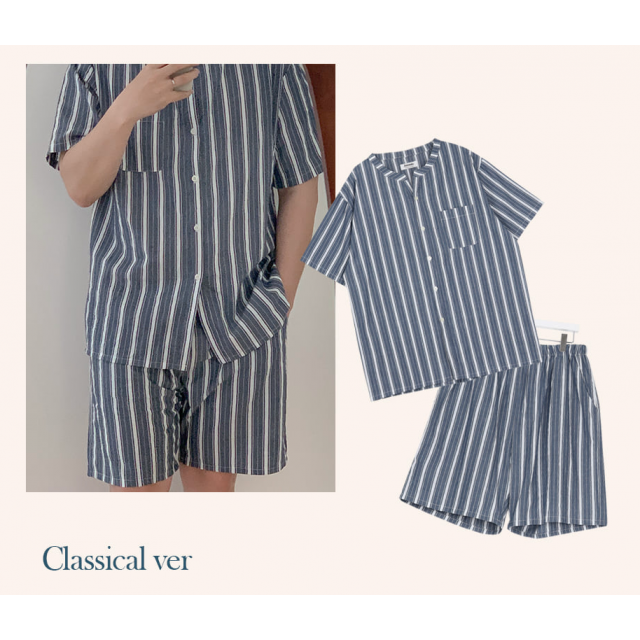 23S/S 預訂｜JUUNEEDU Weekend Stripe Couple Pajamas (2 COLOR)