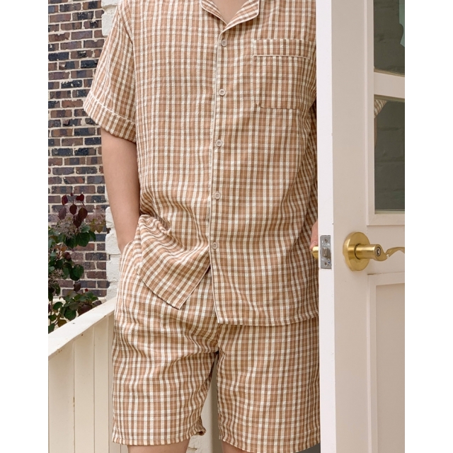 23S/S 預訂｜JUUNEEDU Noten Check Couple Pajamas (2 COLOR)