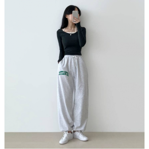 早秋預訂｜ATHLETIC刺繡束腳鬆緊腰運動褲