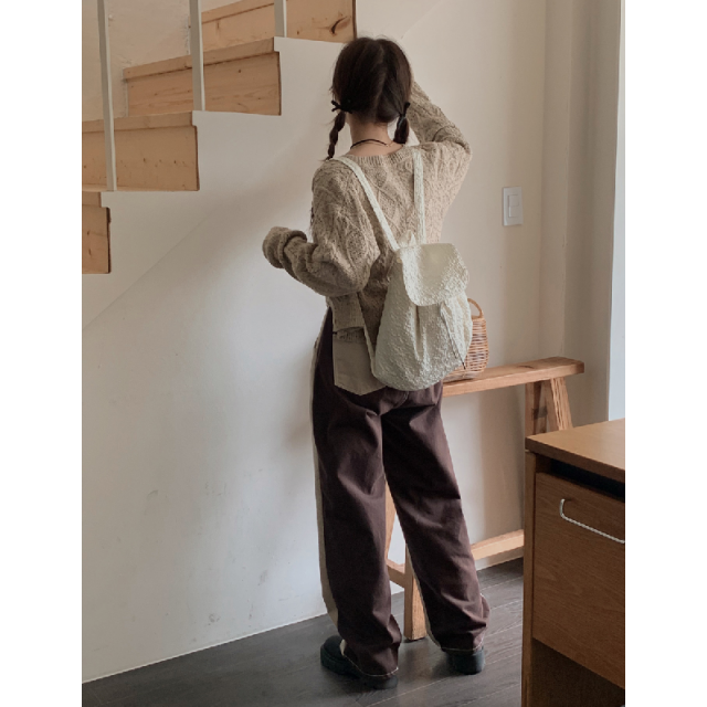 早秋預訂|拼色鈕扣腰牛仔寬褲 早秋預訂|拼色鈕扣腰牛仔寬褲