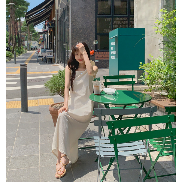 夏季預訂｜亞麻吊帶連身長裙