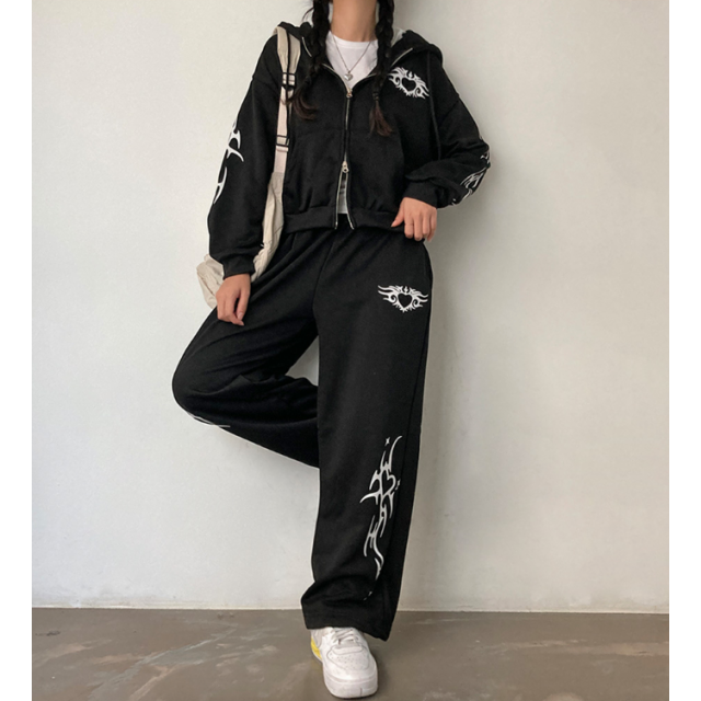 早秋預訂|Y2K風運動ZIPUP HOODIE外套連長褲SET 早秋預訂|Y2K風運動ZIPUP HOODIE外套連長褲SET