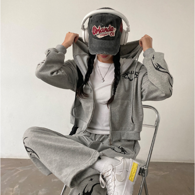 早秋預訂|Y2K風運動ZIPUP HOODIE外套連長褲SET 早秋預訂|Y2K風運動ZIPUP HOODIE外套連長褲SET