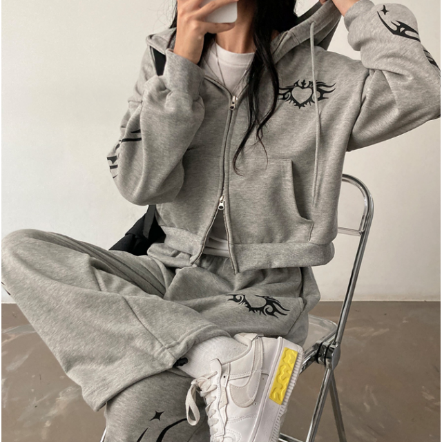早秋預訂|Y2K風運動ZIPUP HOODIE外套連長褲SET 早秋預訂|Y2K風運動ZIPUP HOODIE外套連長褲SET