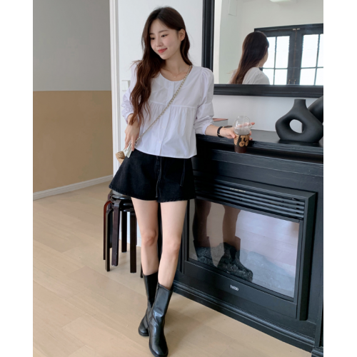 早秋預訂｜圓領澎澎鈕扣長袖上衣
