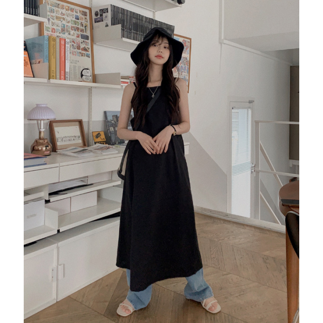 夏季預訂｜亞麻吊帶連身長裙